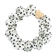 Gold Heart Silk Scrunchie Polka Dot