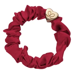 Gold Heart Silk Scrunchie Burgundy