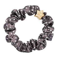 Gold Heart Silk Scrunchie Polka Dot Mocha