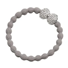 Silver Diamanté Bow Cloudy Grey