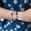 Silver Diamanté Bow Navy