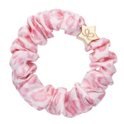 Gold Star Silk Scrunchie Pink Leopard