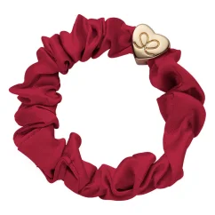 Gold Heart Silk Scrunchie Burgundy