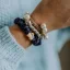Gold Heart Silk Scrunchie Navy
