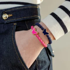 Enamel Gold Butterfly Fuchsia