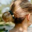Gold Heart Silk Scrunchie Chive Green