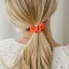 Silver Heart Silk Scrunchie Neon Peach