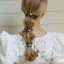 Gold Heart Silk Scrunchie Olive Green