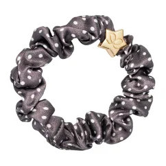 Gold Heart Silk Scrunchie Polka Dot Mocha