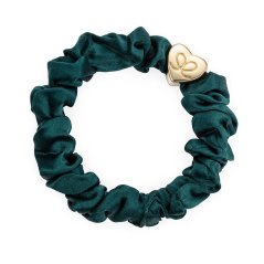 Gold Heart Silk Scrunchie Chive Green