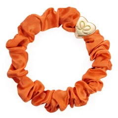 Gold Heart Silk Scrunchie Orange Peel