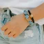 Gold Heart Silk Scrunchie Faded Denim