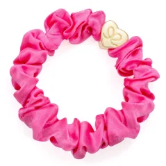 Gold Heart Silk Scrunchie Bubblegum