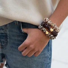 Gold Star Silk Scrunchie Sand