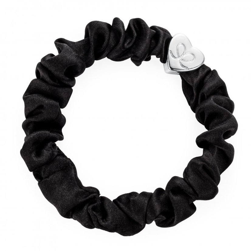 Silver Heart Silk Scrunchie Black - Varianty: Black