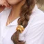 Gold Heart Silk Scrunchie Mustard