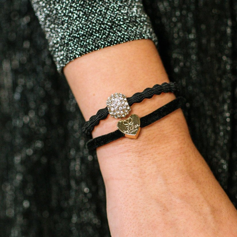 Velvet Gold Heart Black