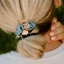 Gold Heart Silk Scrunchie Faded Denim