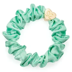 Gold Heart Silk Scrunchie Mint