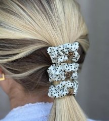 Gold Heart Silk Scrunchie Polka Dot