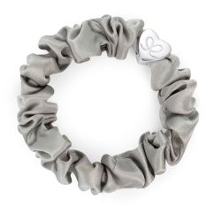 Silver Heart Silk Scrunchie Moonlight