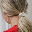 Gold Heart Silk Scrunchie Cream