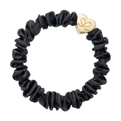Gold Heart Skinny Silk Black