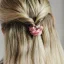 Gold Heart Silk Scrunchie Rose Tan