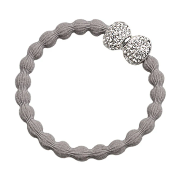 Silver Diamanté Bow Cloudy Grey